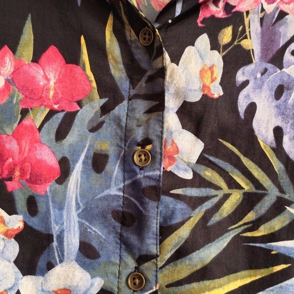 Harlow Women's Tropical Hawaiian Print Camp Tie Up Shirt Size XL - Picture 2 of 9